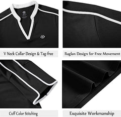 Women's V Neck Golf Polo Shirts Quick Dry Sun Protection Athletic Tops - morefiz