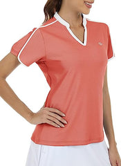 Women's V Neck Golf Polo Shirts Quick Dry Sun Protection Athletic Tops - morefiz