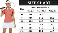 Women's V Neck Golf Polo Shirts Quick Dry Sun Protection Athletic Tops - morefiz