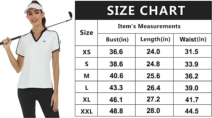 Women's V Neck Golf Polo Shirts Quick Dry Sun Protection Athletic Tops - morefiz