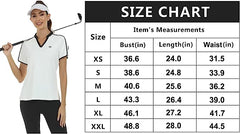 Women's V Neck Golf Polo Shirts Quick Dry Sun Protection Athletic Tops - morefiz