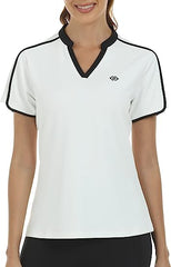 Women's V Neck Golf Polo Shirts Quick Dry Sun Protection Athletic Tops - morefiz