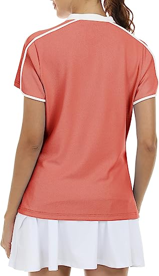 Women's V Neck Golf Polo Shirts Quick Dry Sun Protection Athletic Tops - morefiz