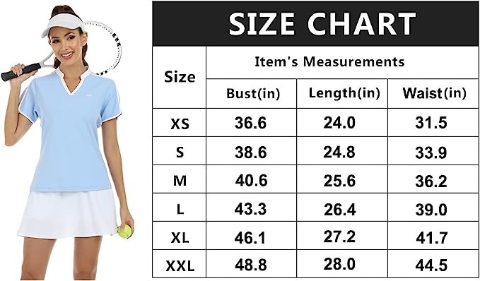 Women's V Neck Golf Polo Shirts Quick Dry Sun Protection Athletic Tops - morefiz