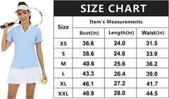 Women's V Neck Golf Polo Shirts Quick Dry Sun Protection Athletic Tops - morefiz