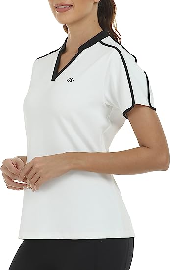 Women's V Neck Golf Polo Shirts Quick Dry Sun Protection Athletic Tops - morefiz