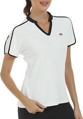 Women's V Neck Golf Polo Shirts Quick Dry Sun Protection Athletic Tops - morefiz