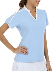 Women's V Neck Golf Polo Shirts Quick Dry Sun Protection Athletic Tops - morefiz