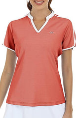 Women's V Neck Golf Polo Shirts Quick Dry Sun Protection Athletic Tops - morefiz