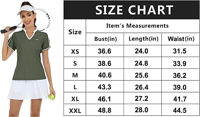 Women's V Neck Golf Polo Shirts Quick Dry Sun Protection Athletic Tops - morefiz