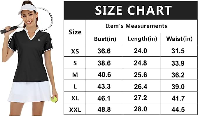 Women's V Neck Golf Polo Shirts Quick Dry Sun Protection Athletic Tops - morefiz