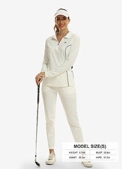 Womens Zipper Golf Shirts Long Shirts UPF50+ - morefiz