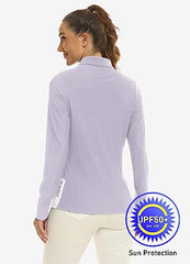 Womens Zipper Golf Shirts Long Shirts UPF50+ - morefiz