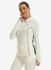 Womens Zipper Golf Shirts Long Shirts UPF50+ - morefiz