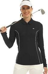 Womens Zipper Golf Shirts Long Shirts UPF50+ - morefiz