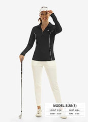 Womens Zipper Golf Shirts Long Shirts UPF50+ - morefiz