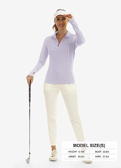 Womens Zipper Golf Shirts Long Shirts UPF50+ - morefiz