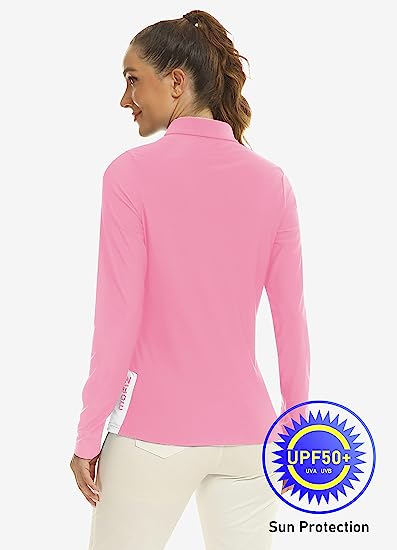 Womens Zipper Golf Shirts Long Shirts UPF50+ - morefiz