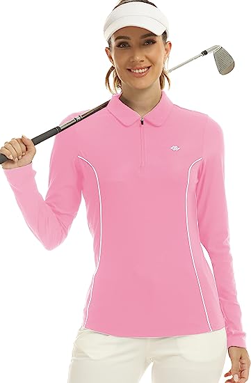 Womens Zipper Golf Shirts Long Shirts UPF50+ - morefiz