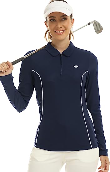 Womens Zipper Golf Shirts Long Shirts UPF50+ - morefiz