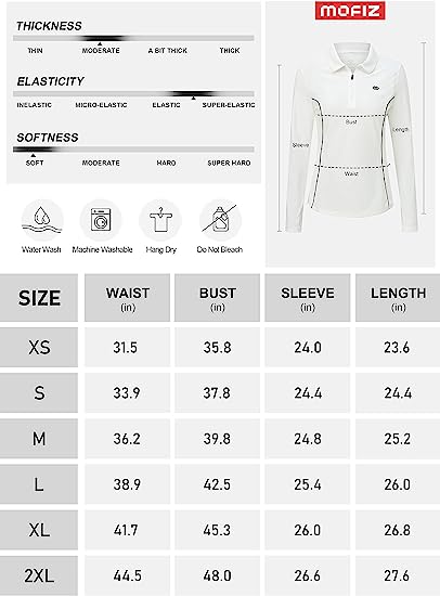 Womens Zipper Golf Shirts Long Shirts UPF50+ - morefiz