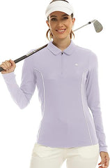 Womens Zipper Golf Shirts Long Shirts UPF50+ - morefiz