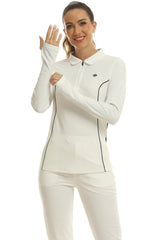 Womens Zipper Golf Shirts Long Shirts UPF50+ - morefiz