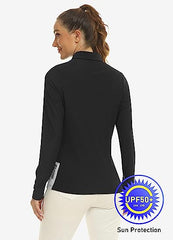 Womens Zipper Golf Shirts Long Shirts UPF50+ - morefiz