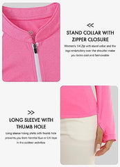 Women's Zipper Golf Tennis Polo Shirts Long Sleeve Quick Dry Tops Slim - morefiz